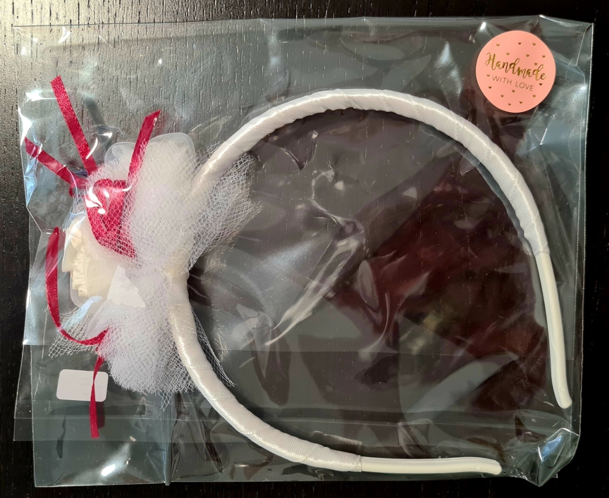 Blumenmädchen-Haarreifen Rot-Weiß