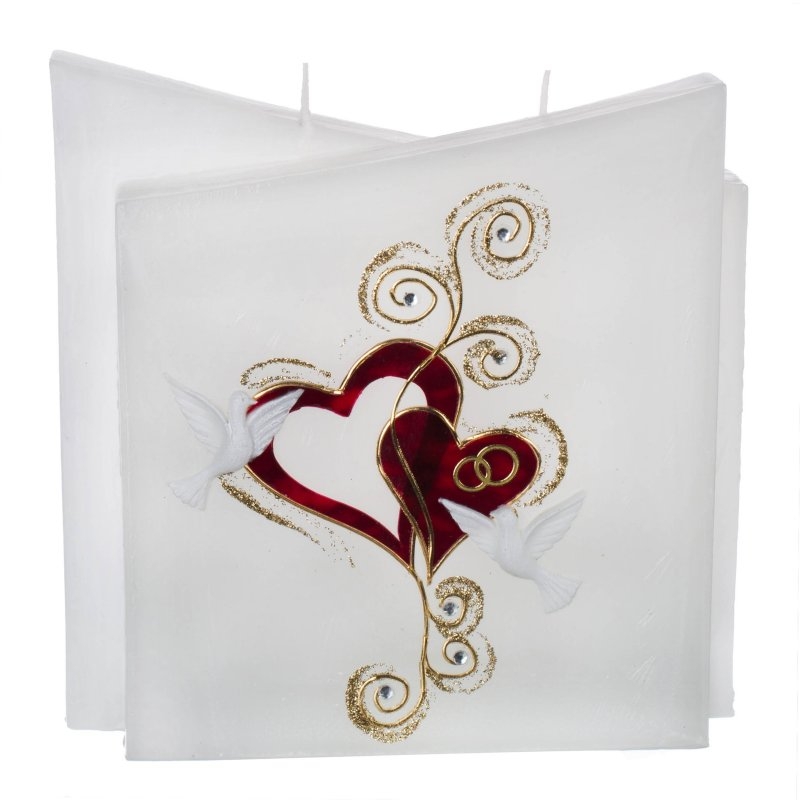 Hochzeitskerze Rot-Gold - Quader