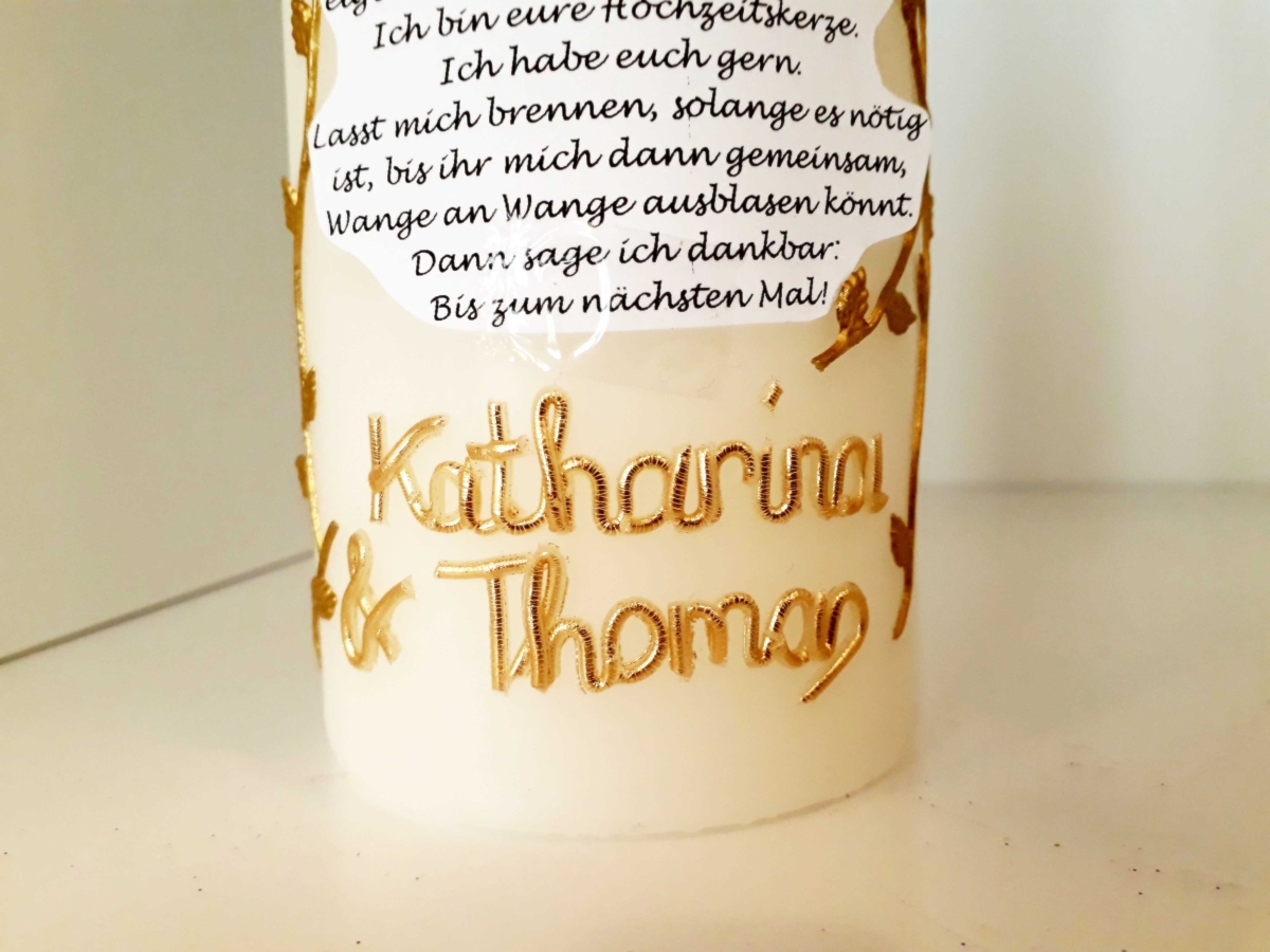 Kerzenpersonalisierung Gold Namen & Datum