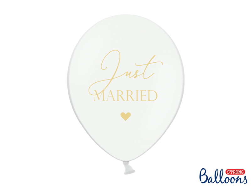 Luftballons Just Married Weiß