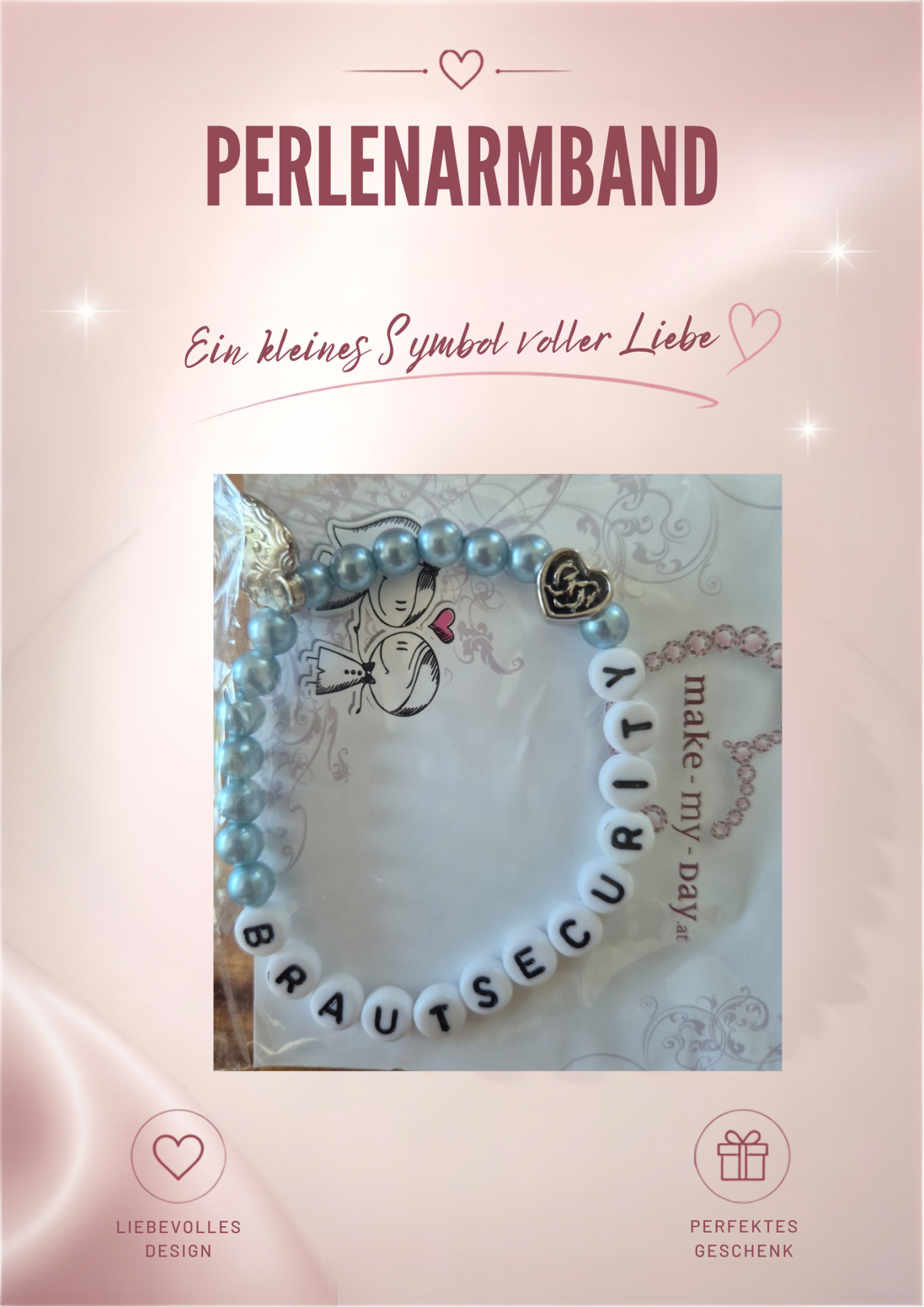 Perlenarmband Blau / Brautsecurity