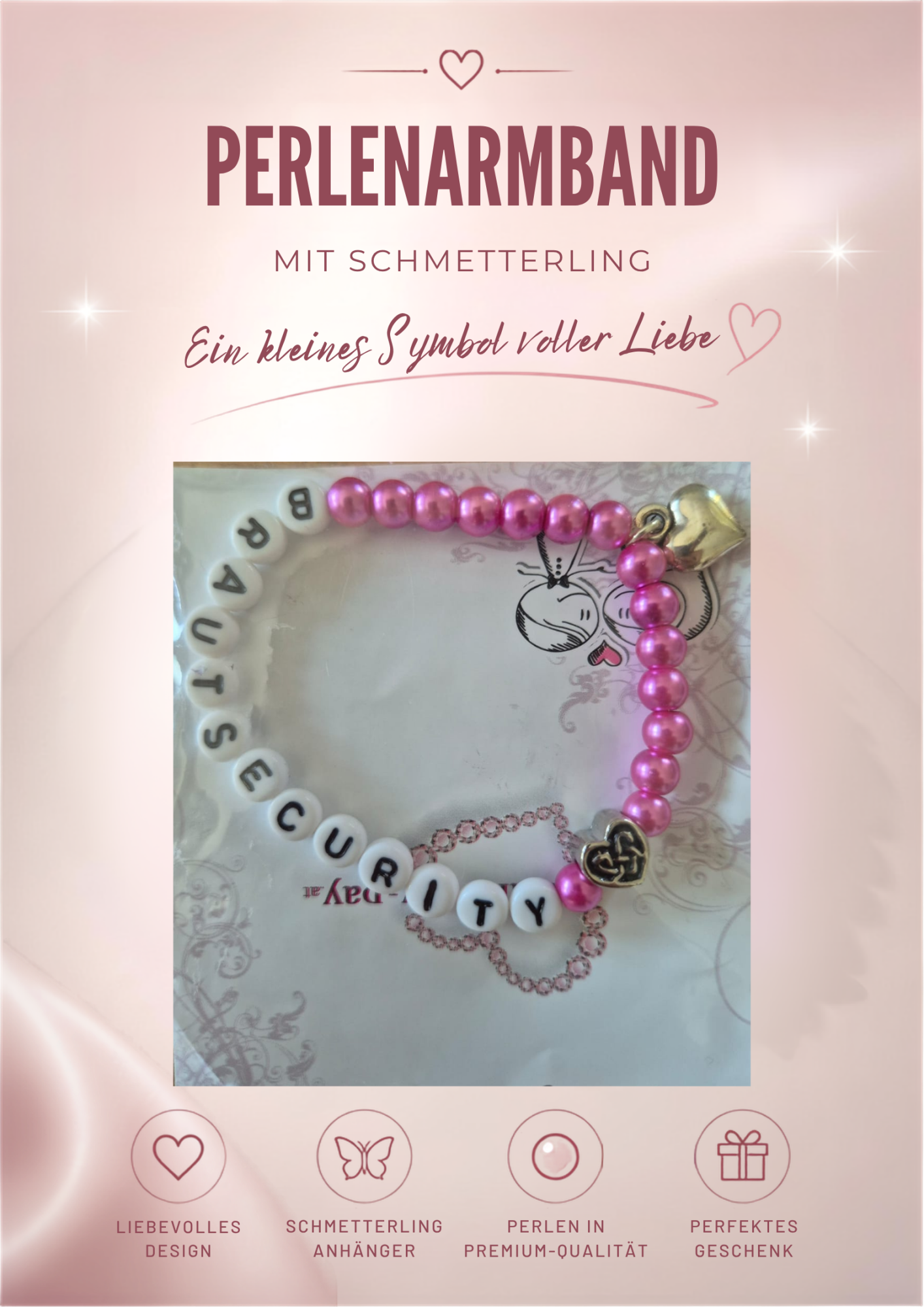 Perlenarmband Lila / Brautsecurity