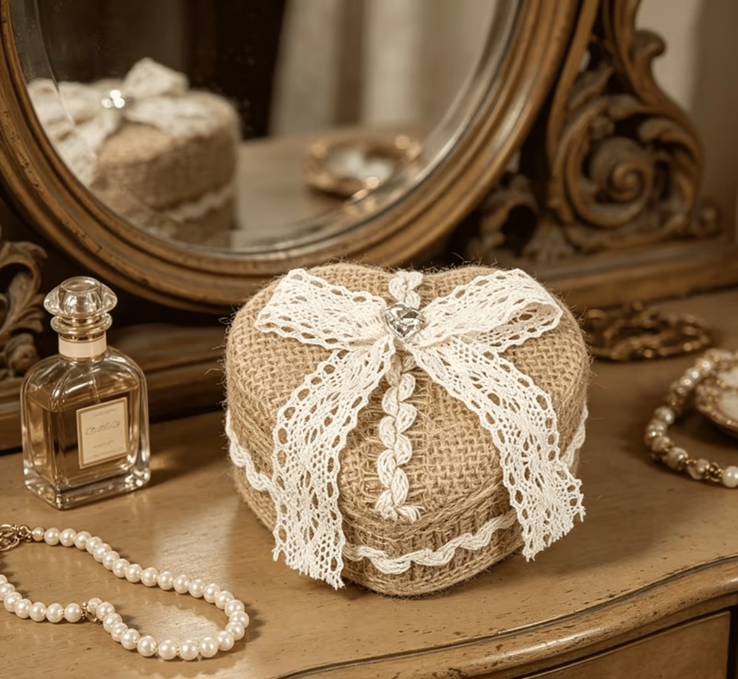Ringbox Herz Jute