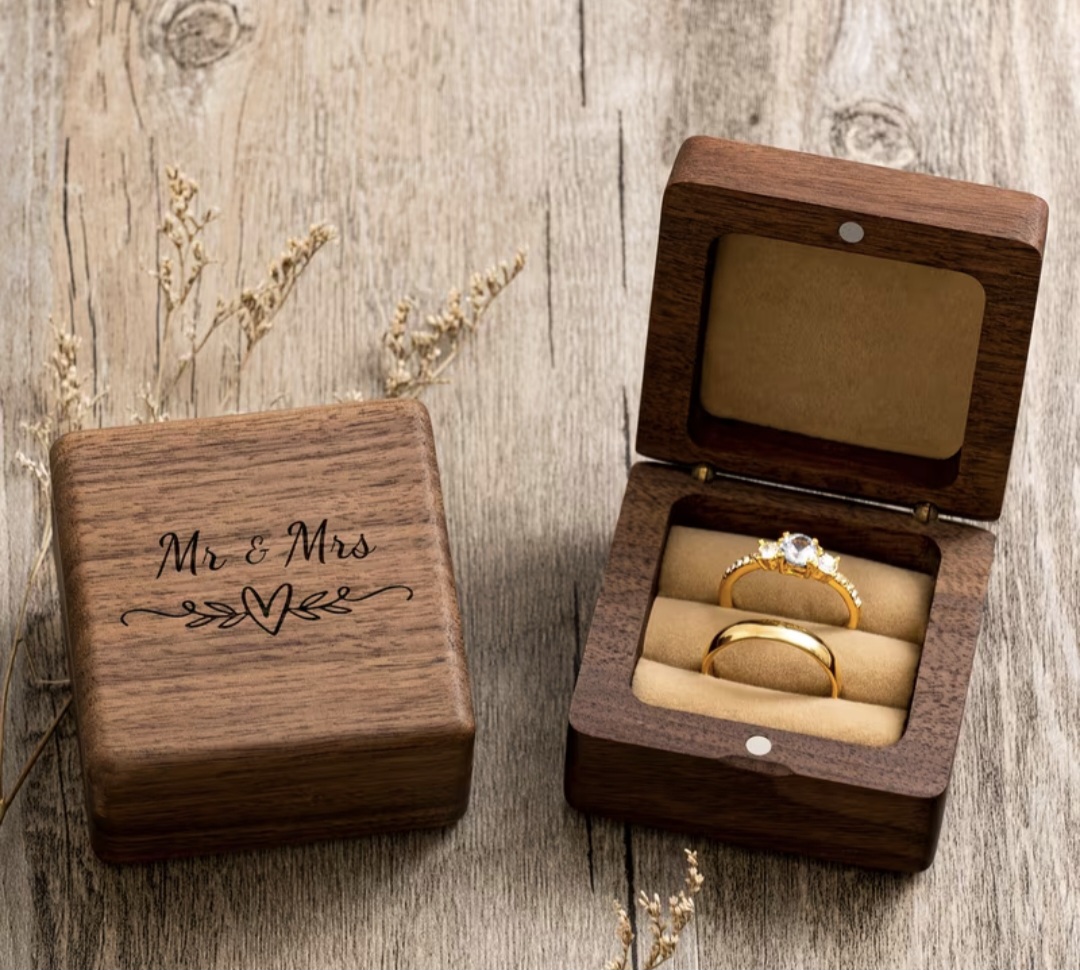 Ringbox Ringdose Schatulle Walnuss