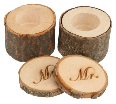 Ringdosen-Set Holzstamm Mr. & Mrs.