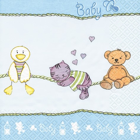 Servietten Kätzchen Blau