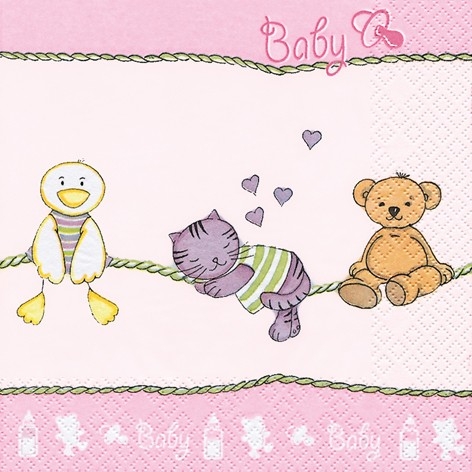 Servietten Kätzchen Rosa