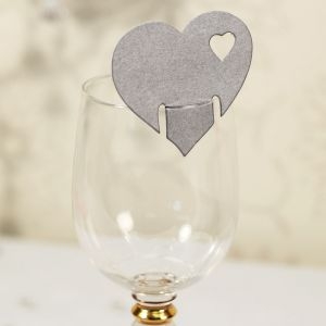 Tischkarte Herz Silber