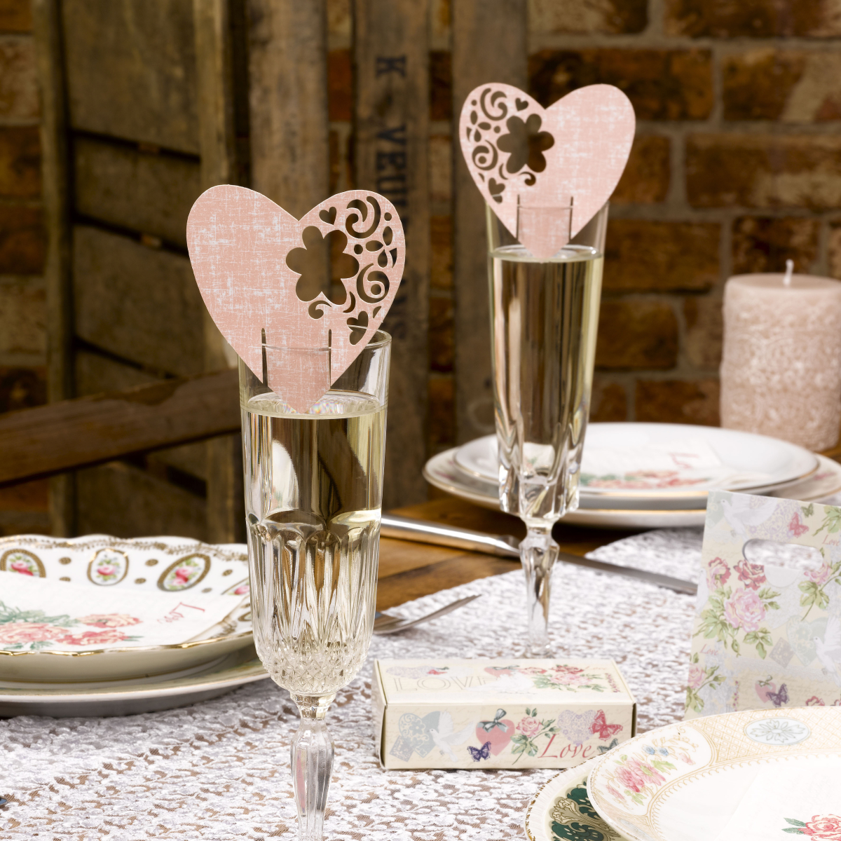 Tischkarte Romance Pink