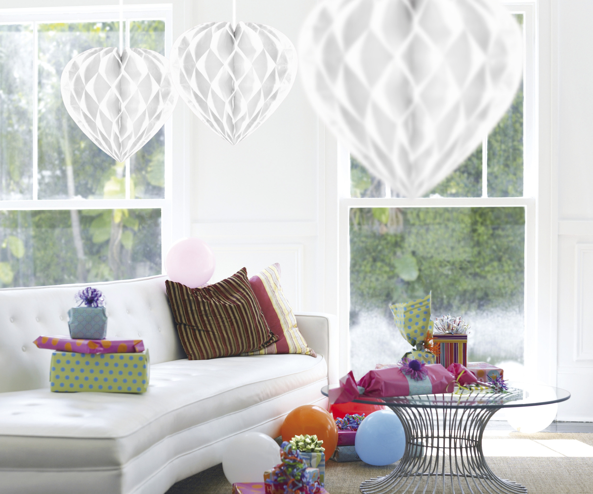 Wabenball Herz Weiß