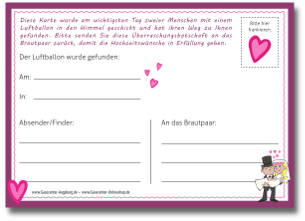 Ballonflugkarten verliebt, verlobt, verheiratet