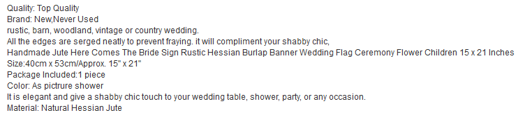 Banner Here comes the bride - Rustikal