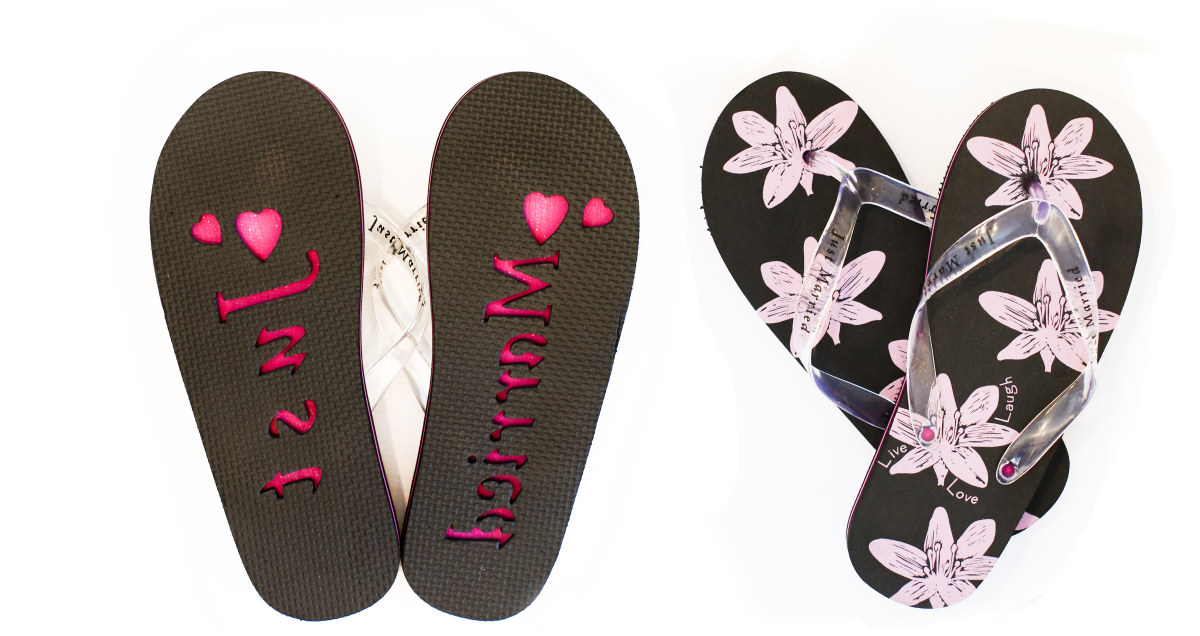 Flip Flops Blumen Schwarz