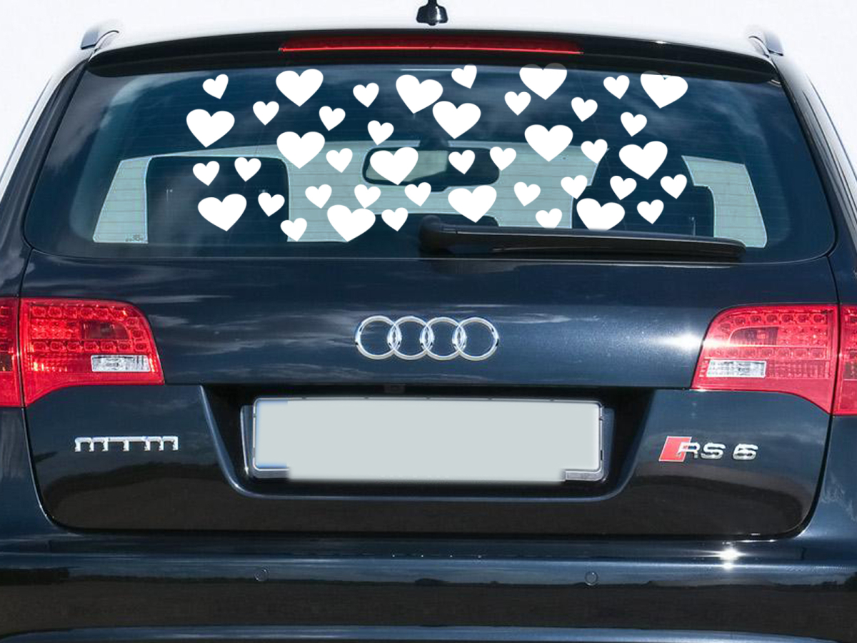 Autoaufkleber Herzen Weiß klein