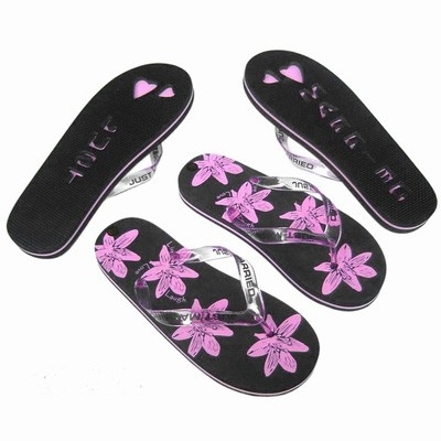 Flip Flops Blumen Schwarz