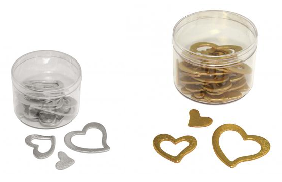 Holz-Dekostreuteile Herzen Gold/Silber