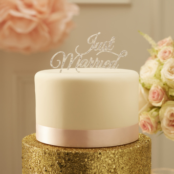 Tortendeko Just Married - Silber oder Gold