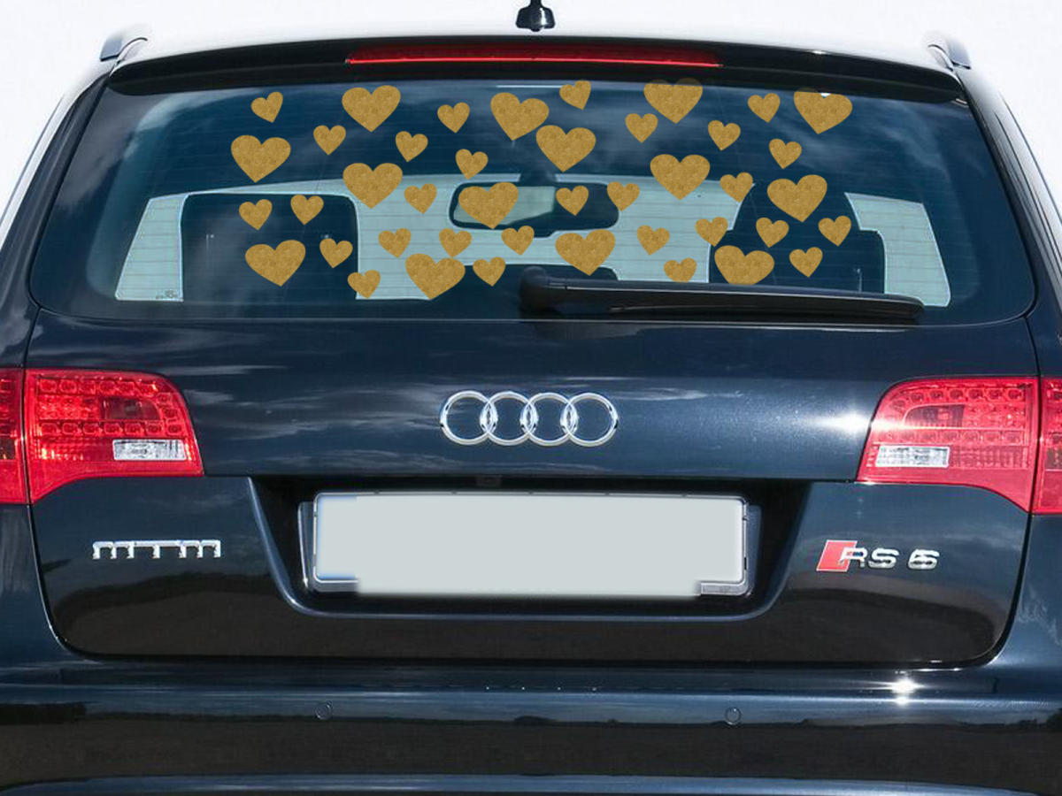 Autoaufkleber Herzen Gold groß