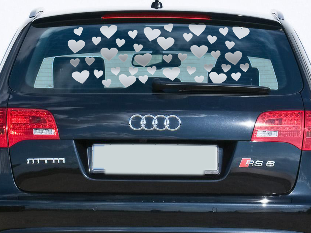 Autoaufkleber Herzen Silber klein