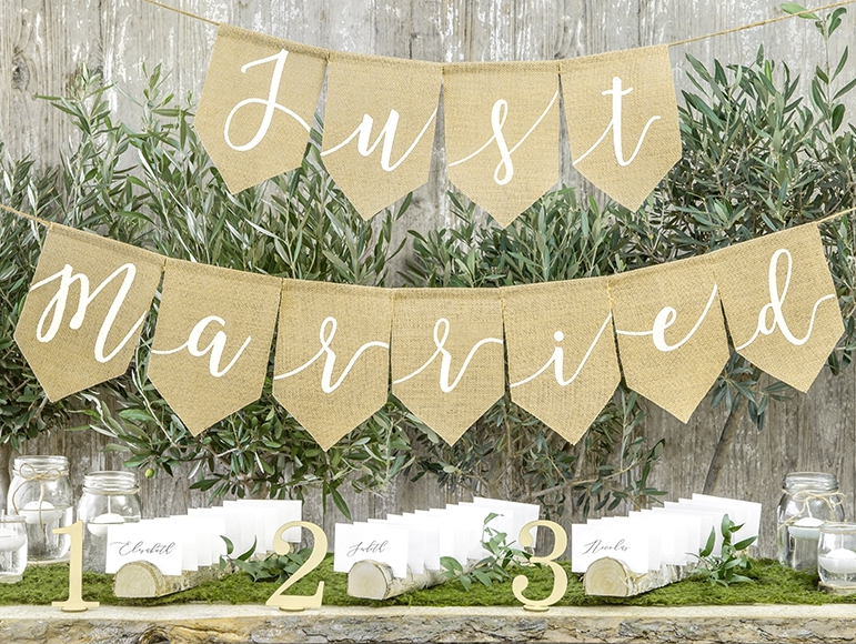 Banner Just Married Jute
