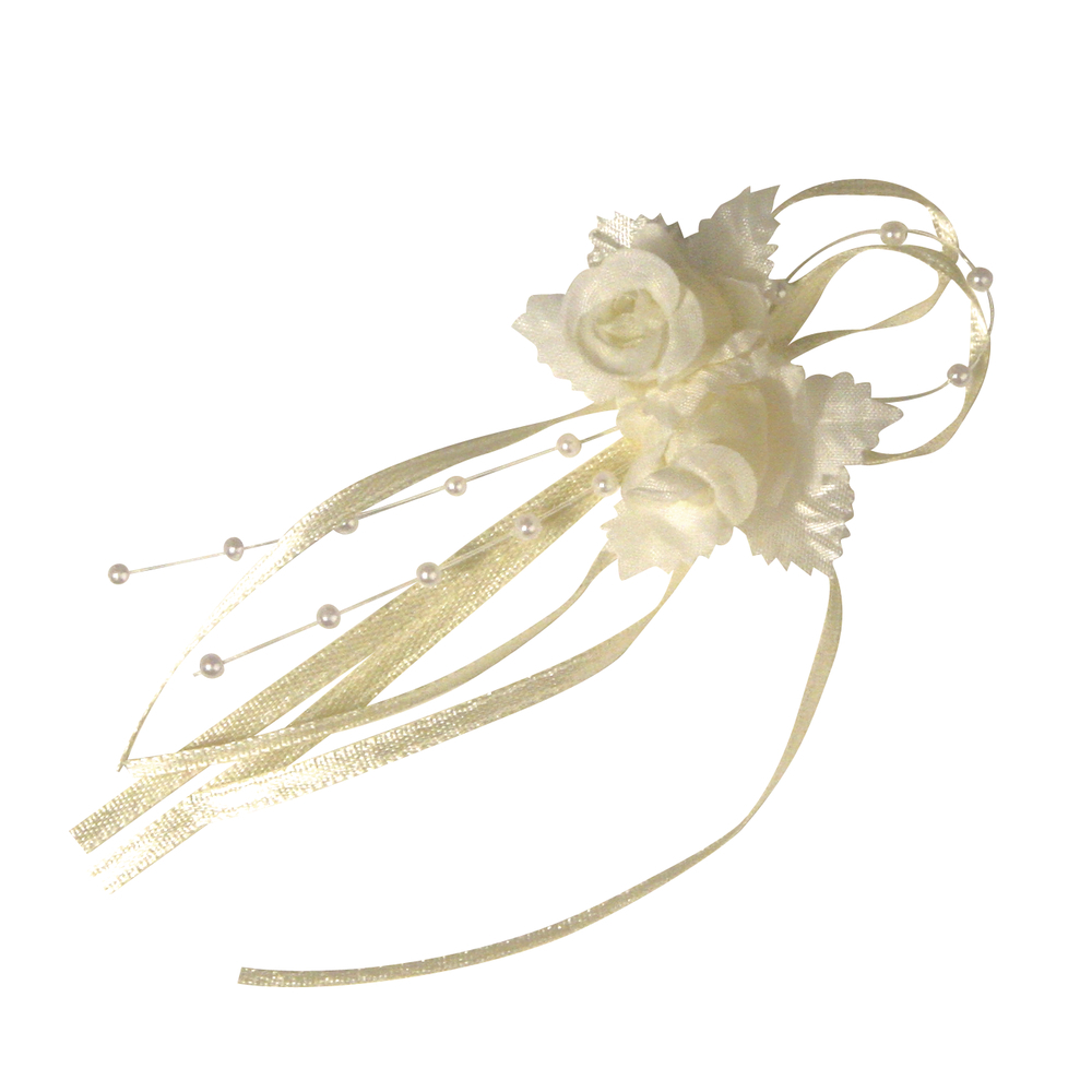 Hochzeitsanstecker Röschen Creme