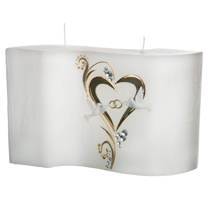 Hochzeitskerze Goldenes Herz - Welle