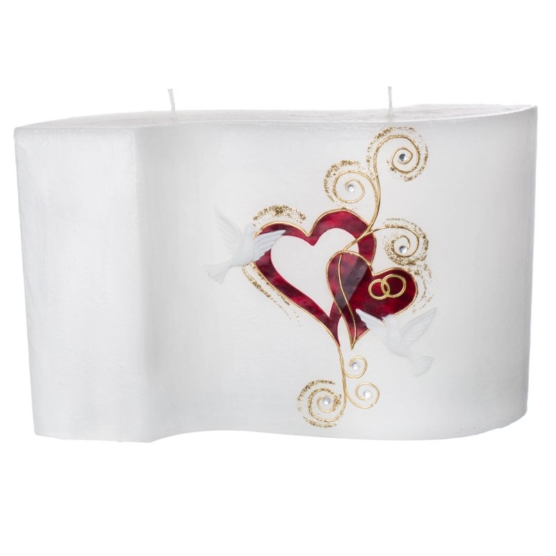 Hochzeitskerze Rot-Gold - Welle