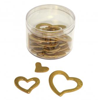 Holz-Dekostreuteile Herzen Gold/Silber Gold