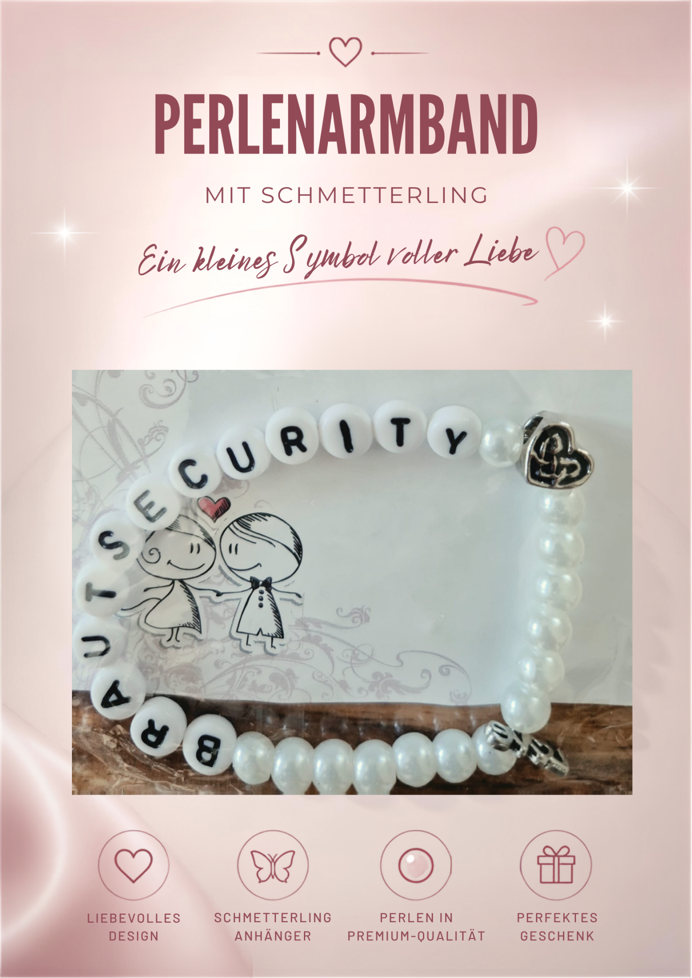 Perlenarmband Weiß / Brautsecurity
