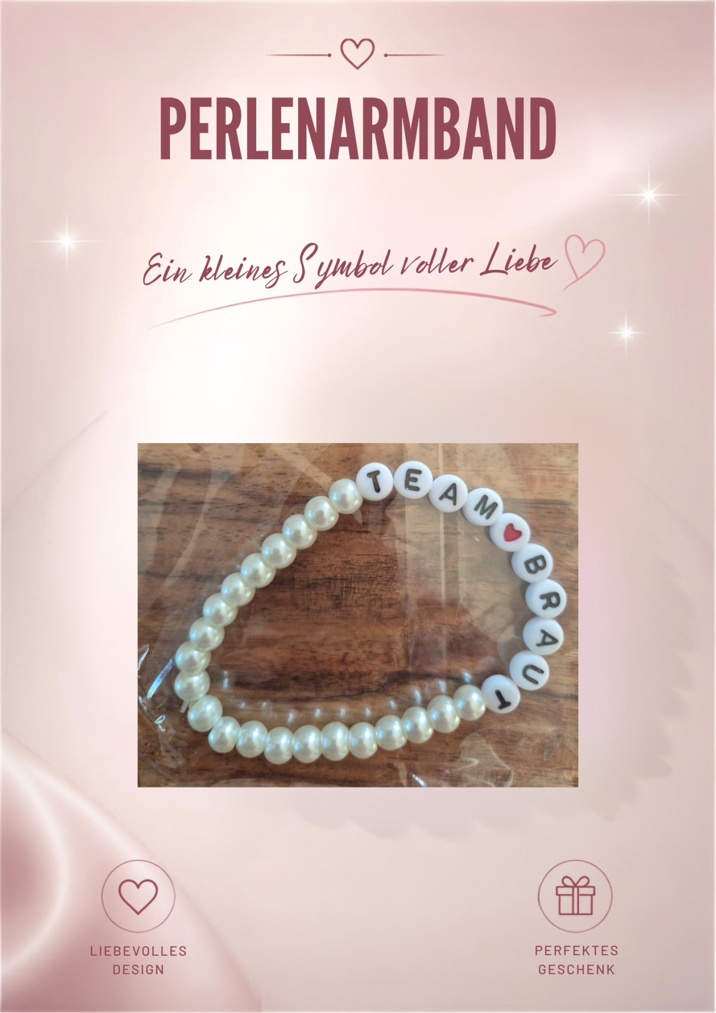 Perlenarmband Weiß / Team Braut