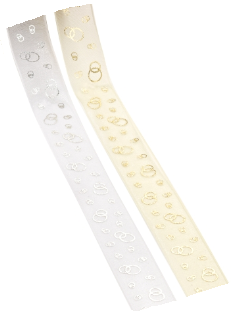 Satinband Ringe Weiß-Silber