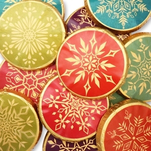 Schokotaler Schneeflocken