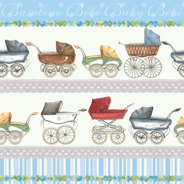 Servietten Kinderwagen Blau