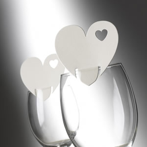 Tischkarte Herz Creme