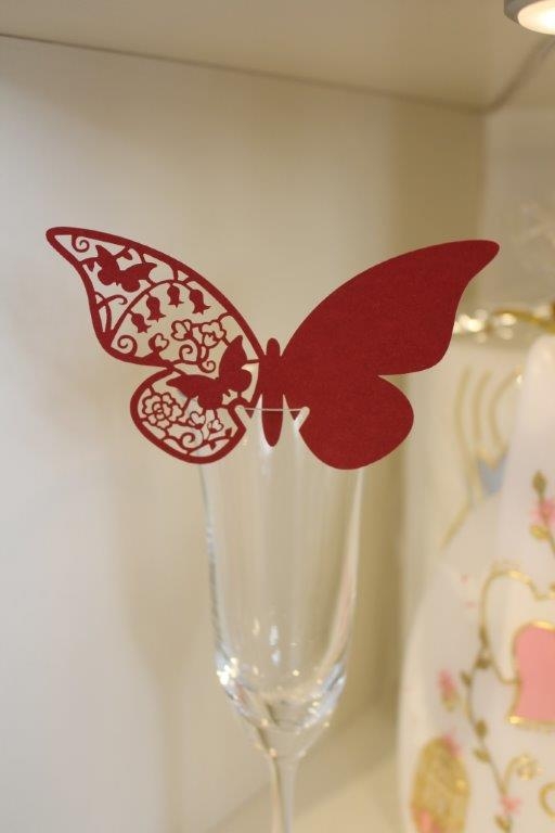 Tischkarte Papillon Vintage Bordeaux