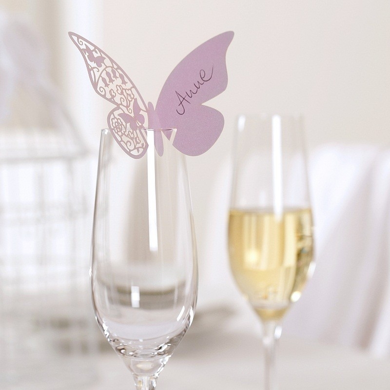 Tischkarte Papillon Vintage Flieder