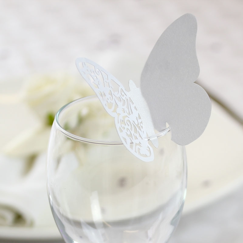 Tischkarte Papillon Vintage Weiß